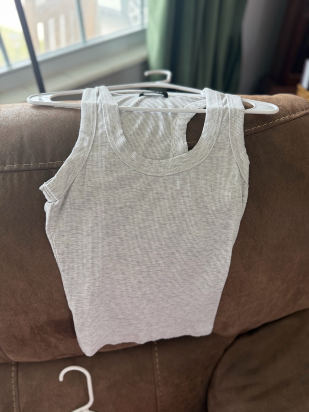 chic Light Gray Ribbed Tank Top